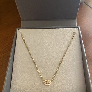 ZOE CHICCO 14K GOLD MARQUISE DIAMOND HALO ~ Evil Eye NECKLACE~Retail $1,095